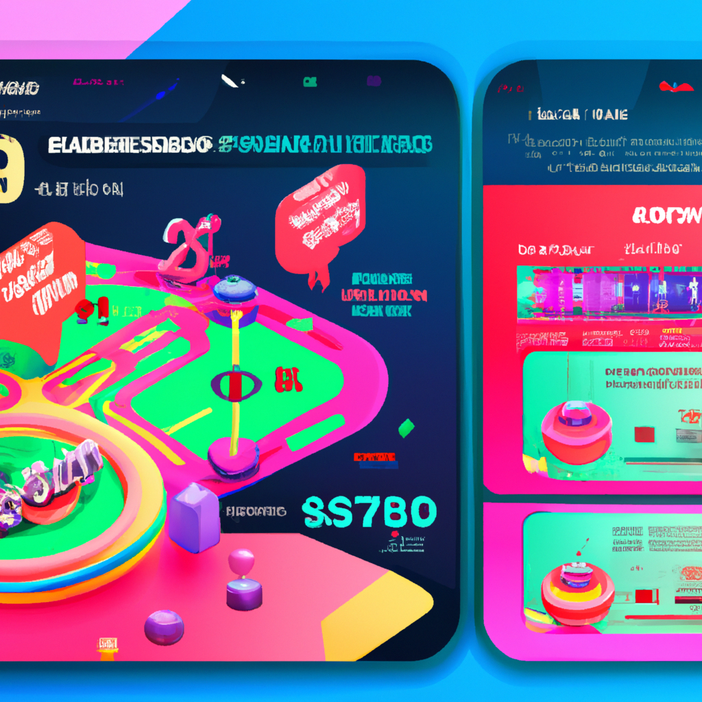 Feature collage with HUD elements